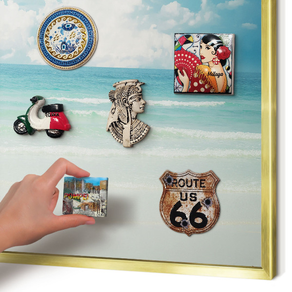 Magnettafel dekorativ bedruckt mit goldenem Rahmen Maritime Harmonie