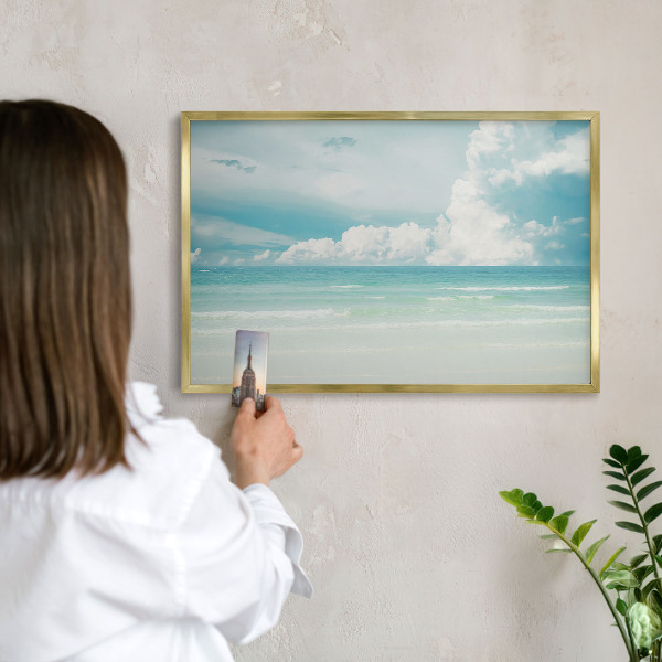 Magnettafel dekorativ bedruckt mit goldenem Rahmen Maritime Harmonie