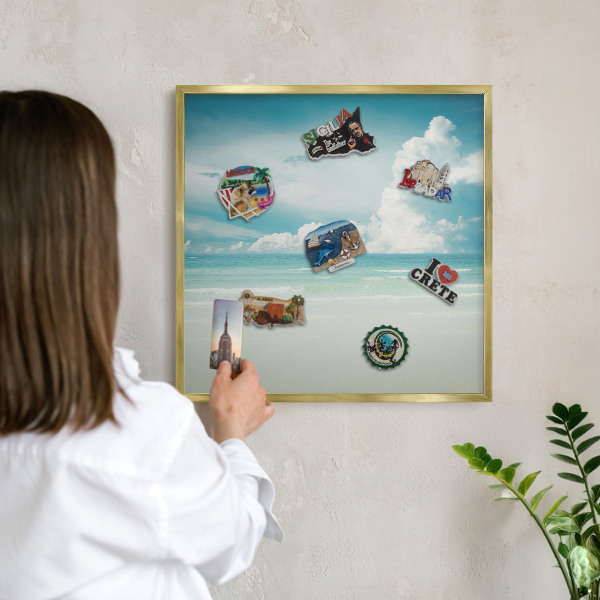 Magnettafel dekorativ bedruckt mit goldenem Rahmen Maritime Harmonie