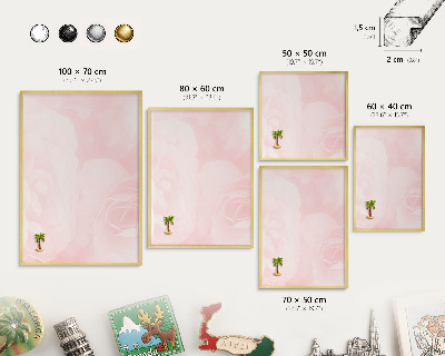 Magnettafel dekorativ bedruckt mit goldenem Rahmen Zartes Rosa