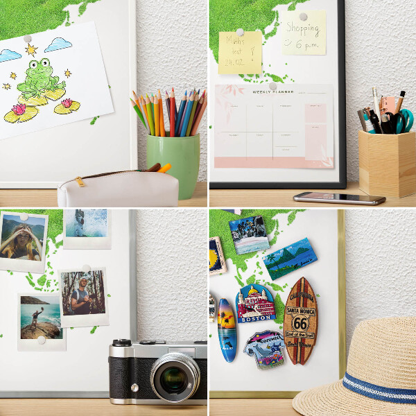 Magnettafel für Urlaubsmagnete in Goldrahmen Grüne Karte
