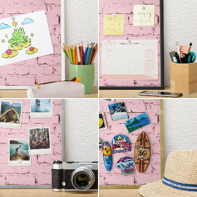 Magnettafel dekorativ bedruckt mit goldenem Rahmen Rosa Ziegelstein