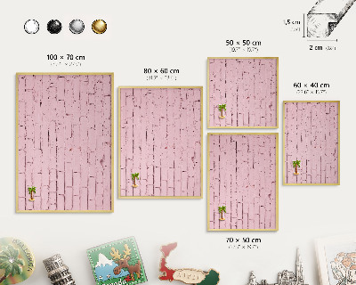 Magnettafel dekorativ bedruckt mit goldenem Rahmen Rosa Ziegelstein