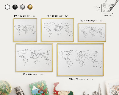 Magnettafel für Urlaubsmagnete in Goldrahmen Höhenlinienkarte