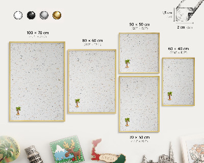 Magnettafel dekorativ bedruckt mit goldenem Rahmen Terrazzo-Muster