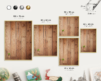 Magnettafel für Urlaubsmagnete in Goldrahmen Holzbretter