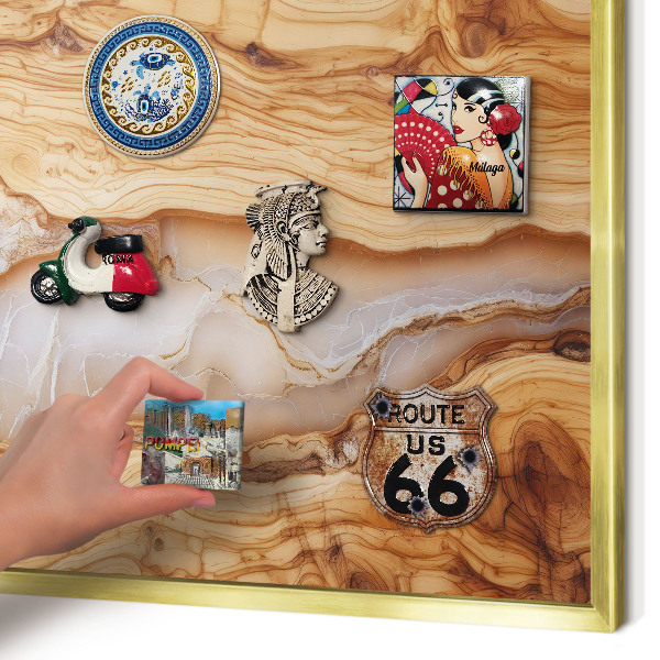 Magnettafel dekorativ bedruckt mit goldenem Rahmen Eleganz aus Holz