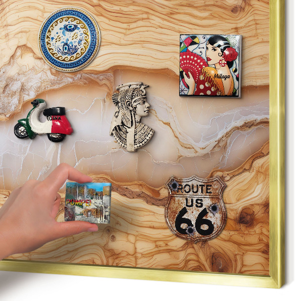 Magnettafel dekorativ bedruckt mit goldenem Rahmen Eleganz aus Holz
