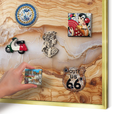 Magnettafel dekorativ bedruckt mit goldenem Rahmen Eleganz aus Holz