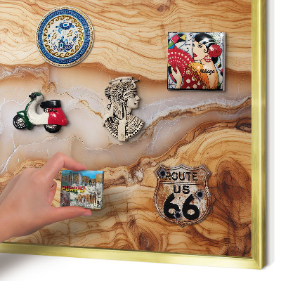 Magnettafel dekorativ bedruckt mit goldenem Rahmen Eleganz aus Holz