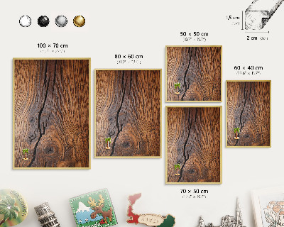 Magnettafel dekorativ bedruckt mit goldenem Rahmen Holzstruktur