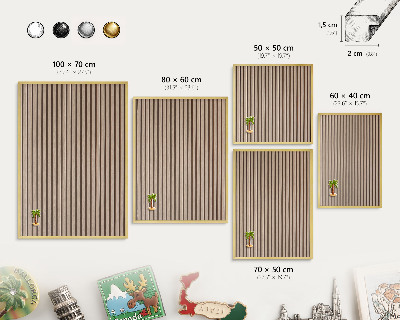 Magnettafel für Urlaubsmagnete in Goldrahmen Ruhige Struktur