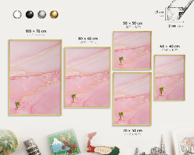 Magnettafel dekorativ bedruckt mit goldenem Rahmen Rosa Eleganz