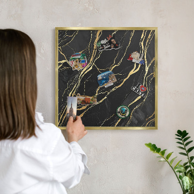 Magnettafel dekorativ bedruckt mit goldenem Rahmen Luxuriöse Wellen