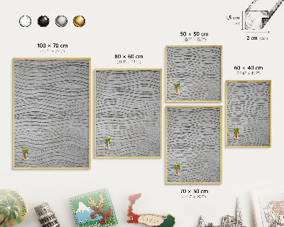 Magnettafel für Urlaubsmagnete in Goldrahmen Graue Wellen
