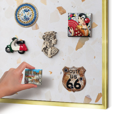 Magnettafel für Urlaubsmagnete in Goldrahmen Warmes Mosaik
