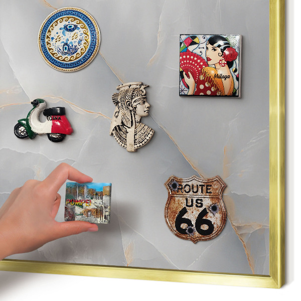 Magnettafel dekorativ bedruckt mit goldenem Rahmen Graue Adern