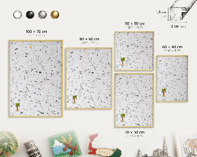 Magnettafel dekorativ bedruckt mit goldenem Rahmen Terrazzo-Stil
