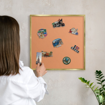 Magnettafel dekorativ bedruckt mit goldenem Rahmen Pastellorange