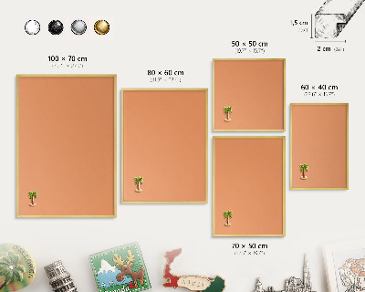 Magnettafel dekorativ bedruckt mit goldenem Rahmen Pastellorange