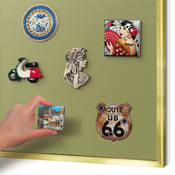 Magnettafel für Urlaubsmagnete in Goldrahmen Grünes Gras