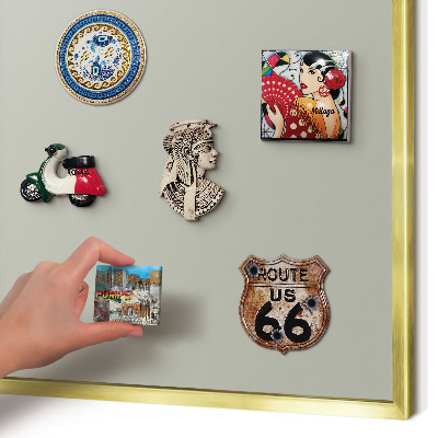 Magnettafel für Urlaubsmagnete in Goldrahmen Neutralgrau