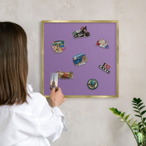 Magnettafel dekorativ bedruckt mit goldenem Rahmen Violett