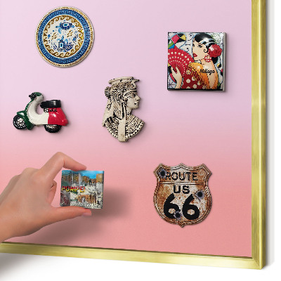 Magnettafel für Urlaubsmagnete in Goldrahmen Feiner Gradient