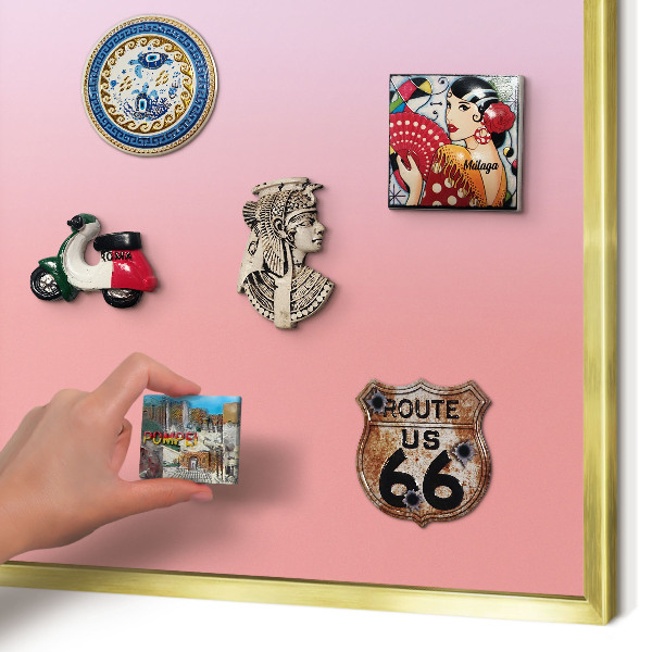 Magnettafel für Urlaubsmagnete in Goldrahmen Feiner Gradient
