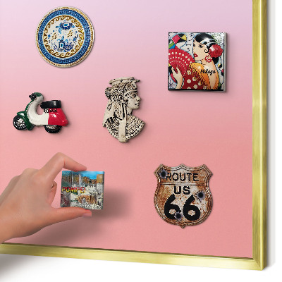Magnettafel für Urlaubsmagnete in Goldrahmen Feiner Gradient