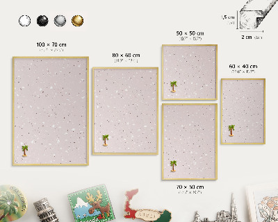 Magnettafel für Urlaubsmagnete in Goldrahmen Moderner Terrazzo