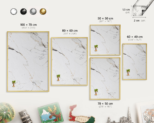 Magnettafel dekorativ bedruckt mit goldenem Rahmen Moderne Eleganz