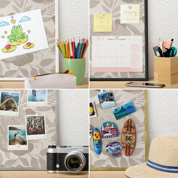 Magnettafel für Urlaubsmagnete in Goldrahmen Vintage-Blumen