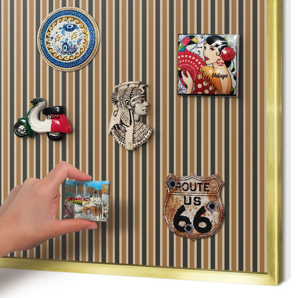 Magnettafel für Urlaubsmagnete in Goldrahmen Geometrisches Muster