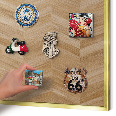 Magnettafel dekorativ bedruckt mit goldenem Rahmen Holz-Fischgrätmuster