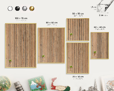 Magnettafel dekorativ bedruckt mit goldenem Rahmen Holzbretter