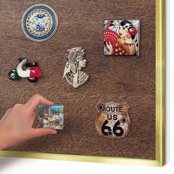 Magnettafel dekorativ bedruckt mit goldenem Rahmen Braunes Holz
