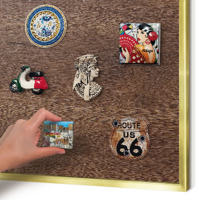Magnettafel dekorativ bedruckt mit goldenem Rahmen Braunes Holz