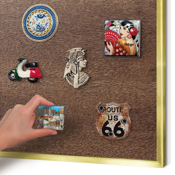 Magnettafel dekorativ bedruckt mit goldenem Rahmen Braunes Holz