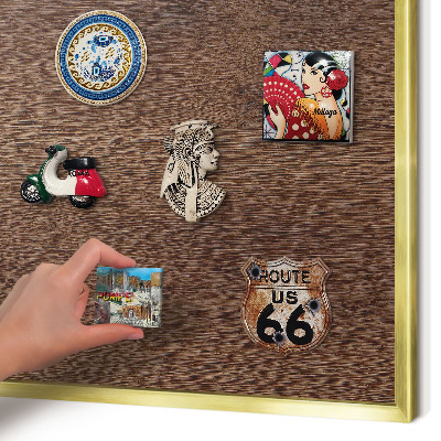 Magnettafel dekorativ bedruckt mit goldenem Rahmen Braunes Holz