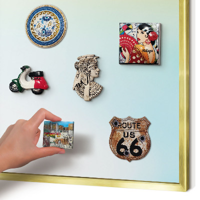 Magnettafel für Urlaubsmagnete in Goldrahmen Pastellfarbene Entspannung