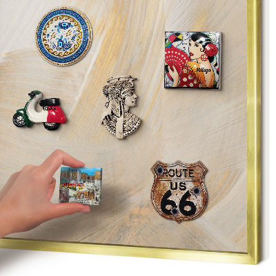 Magnettafel für Urlaubsmagnete in Goldrahmen Elegante Abstraktion