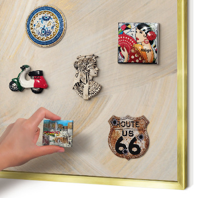 Magnettafel für Urlaubsmagnete in Goldrahmen Elegante Abstraktion