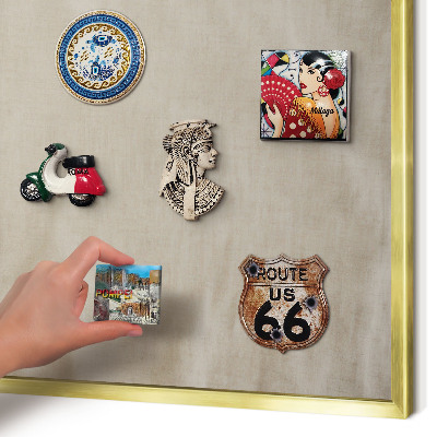 Magnettafel dekorativ bedruckt mit goldenem Rahmen Beige ruhig