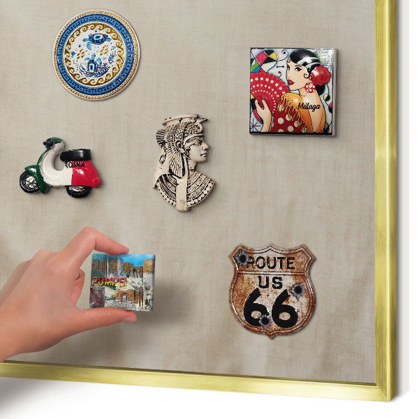 Magnettafel dekorativ bedruckt mit goldenem Rahmen Beige ruhig