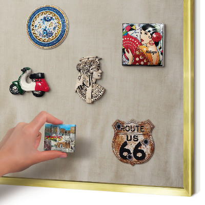 Magnettafel dekorativ bedruckt mit goldenem Rahmen Beige ruhig