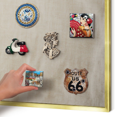 Magnettafel dekorativ bedruckt mit goldenem Rahmen Beige ruhig