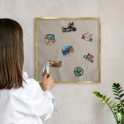 Magnettafel dekorativ bedruckt mit goldenem Rahmen Beige ruhig