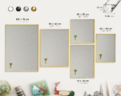 Magnettafel für Urlaubsmagnete in Goldrahmen Pflanzenmuster