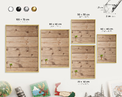 Magnettafel für Urlaubsmagnete in Goldrahmen Holzstruktur